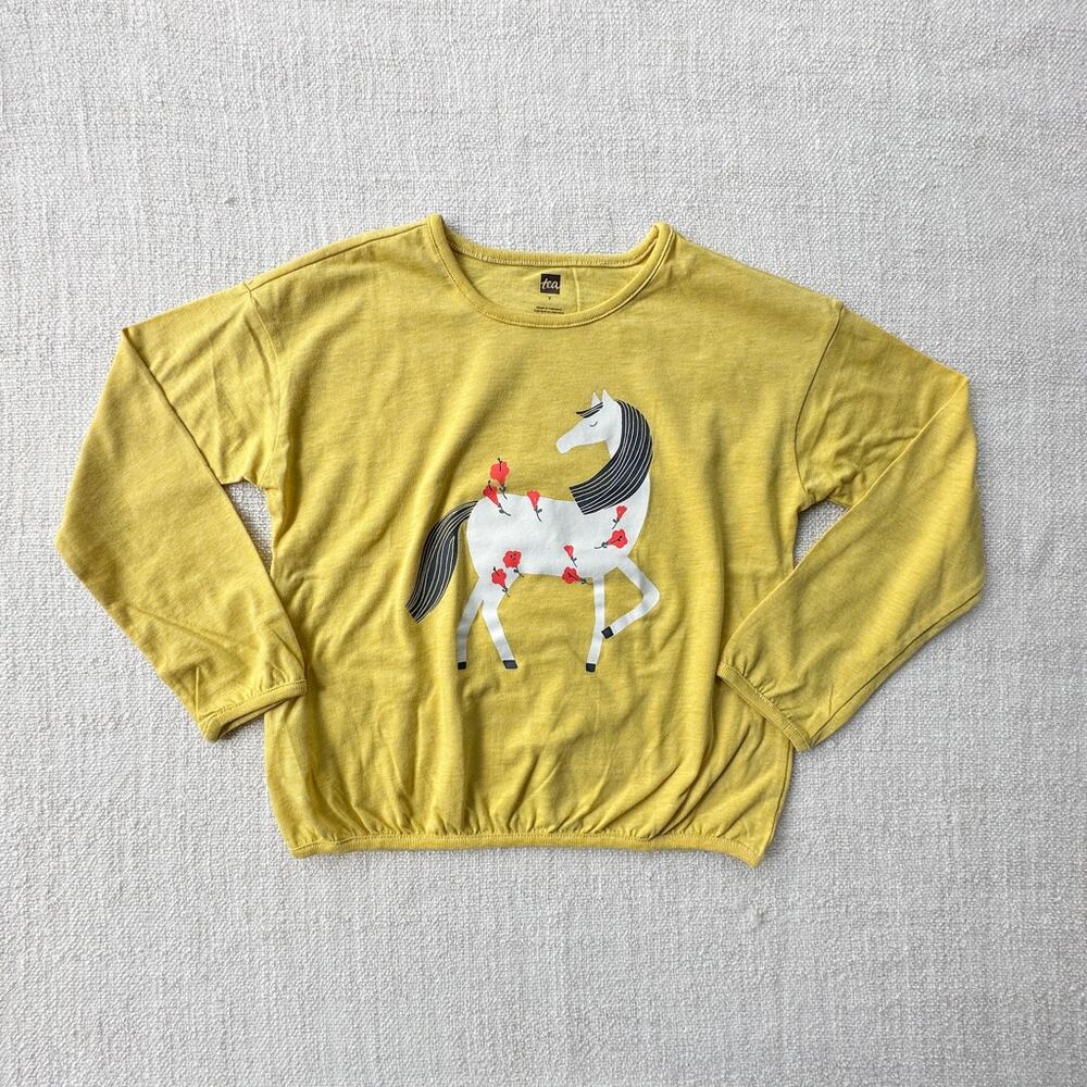 Tea Collection Yellow Horse Graphic Tee EUC 7
